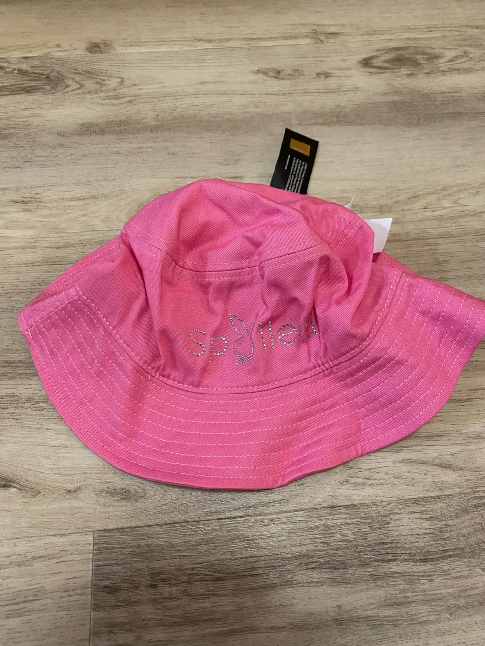PLAYBOY Hot Pink rhinestone Spoiled bunny logo Bucket Hat - NWT